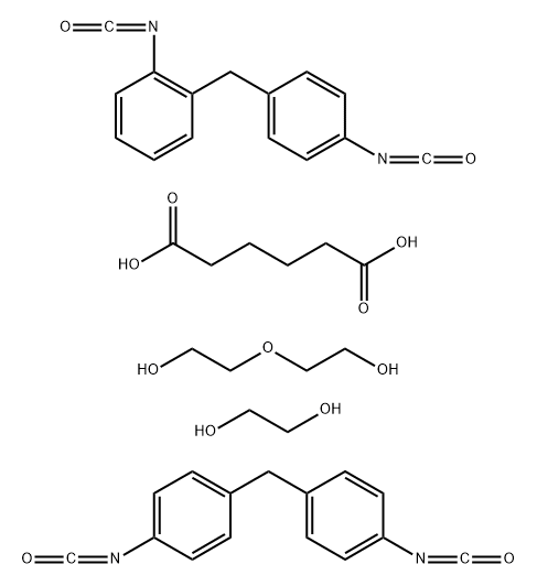 Hexanedioic acid, polymer with 1,2-ethanediol, 1-isocyanato-2-[(4-isocyanatophenyl) methyl]benzene, 1,1'-methylenebis[4-isocyanatobenzene] and 2,2'-oxybis[ethanol],132435-08-6,结构式