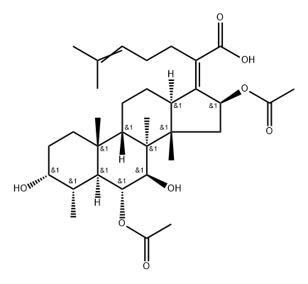 (8α,9β,13α,14β,17Z)-6α,16β-ジアセトキシ-3α,7β-ジヒドロキシ-29-ノルダンマラ-17(20),24-ジエン-21-酸 化学構造式