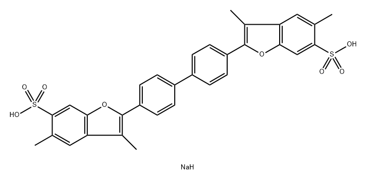 2,2′-[1,1′-Biphenyl]-4,4′-diylbis[3,5-dimethyl]- 6-benzofuransulfonic acid disodium salt Structure