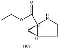 2-Azabicyclo[3.1.0]hexane-1-carboxylic acid, ethyl ester, hydrochloride (1:1), (1S,5R)- 结构式
