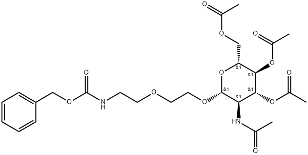 Carbamic acid, N-[2-[2-[[3,4,6-tri-O-acetyl-2-(acetylamino)-2-deoxy-β-D-glucopyranosyl]oxy]ethoxy]ethyl]-, phenylmethyl ester Structure