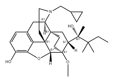 6,14-Ethenomorphinan-7-methanol, 17-(cyclopropylmethyl)-α-(1,1-dimethylpropyl)-4,5-epoxy-18,19-dihydro-3-hydroxy-6-methoxy-α-methyl-, (αS,5α,7α)- 结构式