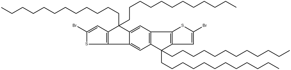 s-Indaceno[1,2-b:5,6-b']dithiophene, 2,7-dibromo-4,4,9,9-tetradodecyl-4,9-dihydro- 化学構造式