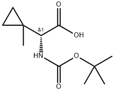 Cyclopropaneacetic acid, α-[[(1,1-dimethylethoxy)carbonyl]amino]-1-methyl-, (αR)-,1334675-16-9,结构式