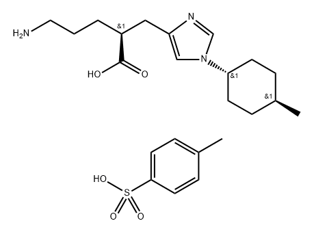 (2S)-5-アミノ-2-[1-(4β-メチルシクロヘキサン-1α-イル)1H-イミダゾール-5-イル]ペンタン酸 化学構造式