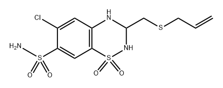 2H-1,2,4-Benzothiadiazine-7-sulfonamide, 6-chloro-3,4-dihydro-3-[(2-propen-1-ylthio)methyl]-, 1,1-dioxide, (+)- Struktur