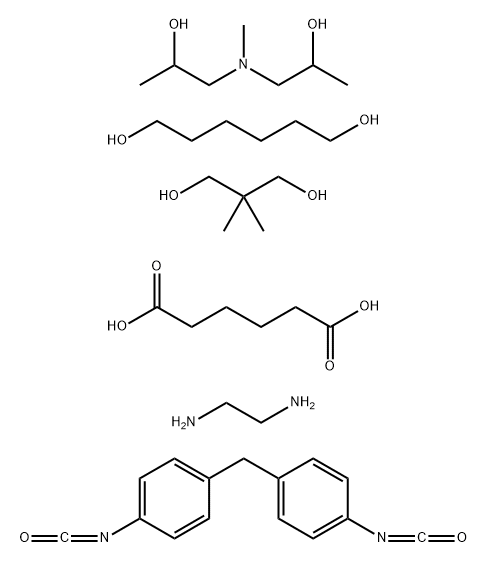 Hexanedioic acid, polymer with 2,2-dimethyl-1,3-propanediol, 1,2-ethanediamine, 1,6-hexanediol, 1,1-methylenebis4-isocyanatobenzene and 1,1-(methylimino)bis2-propanol, block Struktur