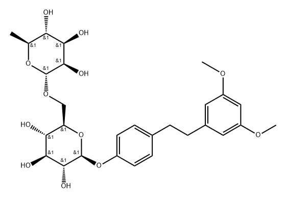 4-[2-(3,5-Dimethoxyphenyl)ethyl]phenyl 6-O-(6-deoxy-α-L-mannopyranosyl)-β-D-glucopyranoside Structure
