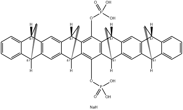 5,22:7,20:9,18:11,16-Tetramethanononacene-8,19-diol, 5,7,9,11,16,18,20,22-octahydro-, 8,19-bis(dihydrogen phosphate), sodium salt (1:2), (5R,7R,9S,11S,16R,18R,20S,22S)-rel- Structure