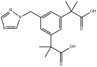 Anastrozole IMpurity (alfa1 , alfa1, alfa3, alfa3-TetraMethyl-5-(1H-1,2,4-triazol-1-ylMethyl)-1,3-Benzenediacetic acid) Struktur
