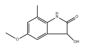3-羟基-5-甲氧基-7-甲基-2,3-二氢-1H-吲哚-2-酮 结构式