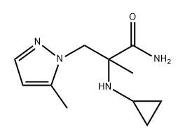 2-(环丙氨基)-2-甲基-3-(5-甲基-1H-吡唑-1-基)丙酰胺, 1341817-07-9, 结构式