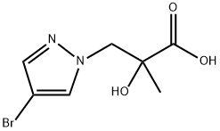 1H-Pyrazole-1-propanoic acid, 4-bromo-α-hydroxy-α-methyl- Struktur