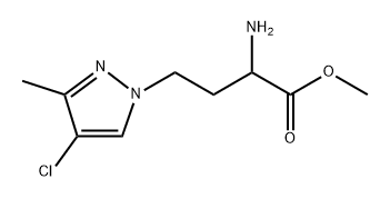 1H-Pyrazole-1-butanoic acid, α-amino-4-chloro-3-methyl-, methyl ester 化学構造式