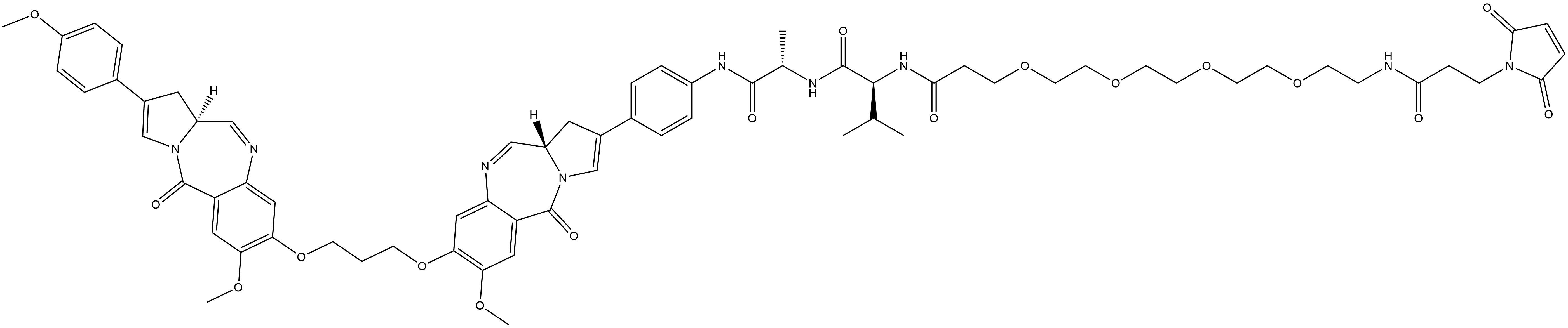 Mal-PEG4-VA-PBD 化学構造式