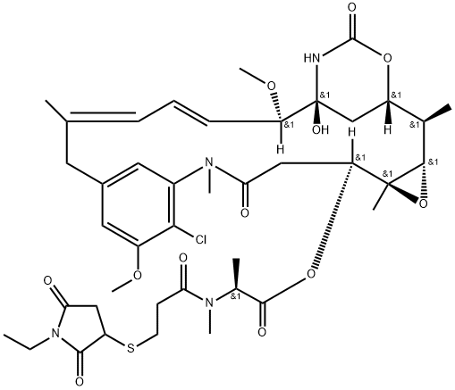 Maytansine, N2'-deacetyl-N2'-[3-[(1-ethyl-2,5-dioxo-3-pyrrolidinyl)thio]-1-oxopropyl]-,1343477-01-9,结构式