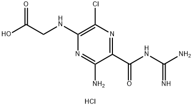 Glycine, N-[6-amino-5-[[(aminoiminomethyl)amino]carbonyl]-3-chloro-2-pyrazinyl]-, hydrochloride (1:1) Struktur