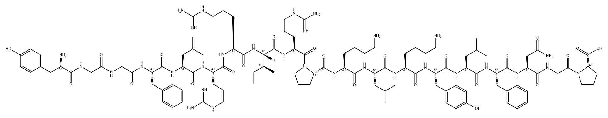 dynorphin A (1-13), Tyr(14)-Leu(15)-Phe(16)-Asn(17)-Gly(18)-Pro(19)- 结构式
