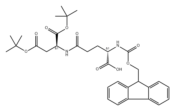 L-?Aspartic acid, N-?[(9H-?fluoren-?9-?ylmethoxy)?carbonyl]?-?L-?γ-?glutamyl-?, 21,?24-?bis(1,?1-?dimethylethyl) ester,1346759-33-8,结构式