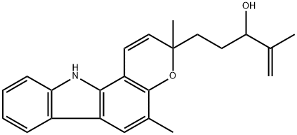 Pyrano[3,2-a]carbazole-3-propanol, 3,11-dihydro-3,5-dimethyl-α-(1-methylethenyl)- (9CI) 结构式