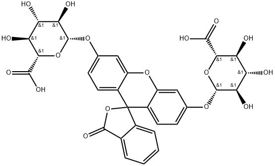 β-D-Glucopyranosiduronic acid, 3-oxospiro[isobenzofuran-1(3H),9'-[9H]xanthene]-3',6'-diyl bis- 结构式