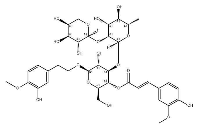 β-D-Glucopyranoside, 2-(3-hydroxy-4-methoxyphenyl)ethyl O-α-L-arabinopyranosyl-(1→2)-O-6-deoxy-α-L-mannopyranosyl-(1→3)-, 4-[(2E)-3-(4-hydroxy-3-methoxyphenyl)-2-propenoate]|化合物 T32637