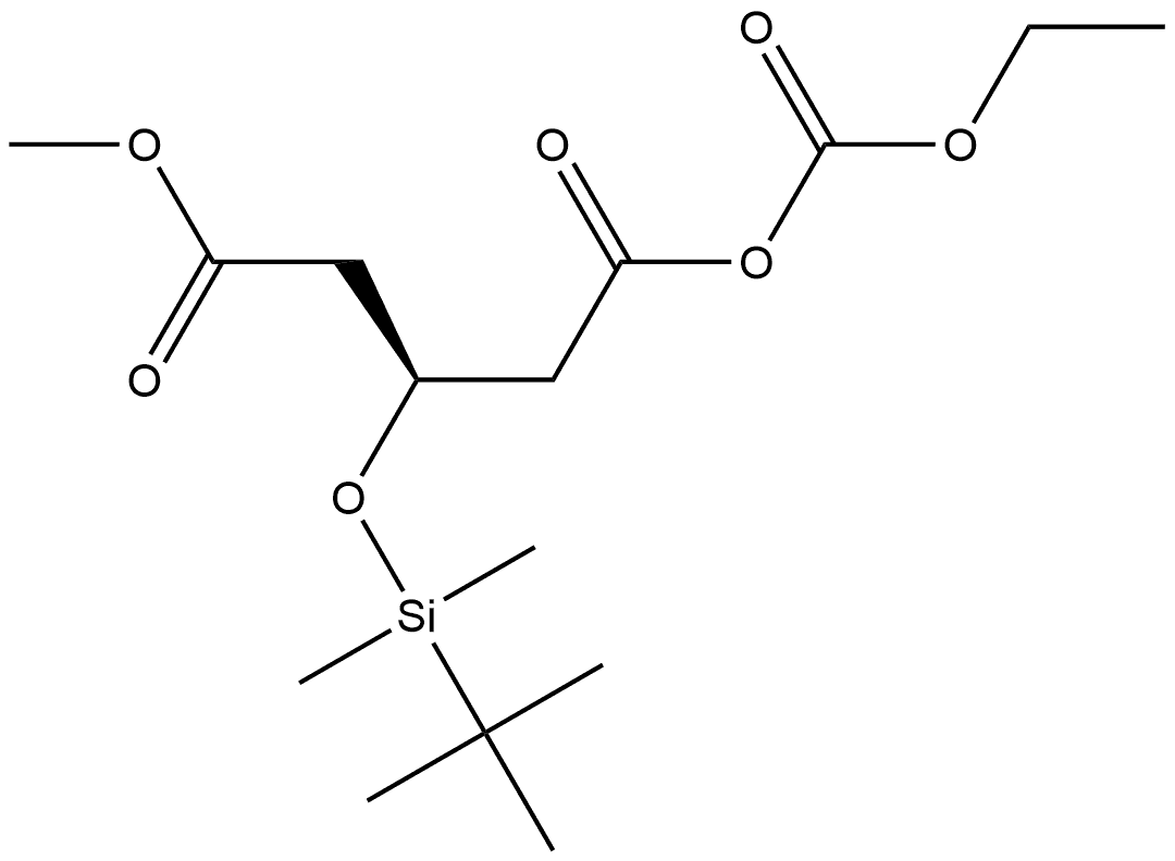 Pentanedioic acid, 3-[[(1,1-dimethylethyl)dimethylsilyl]oxy]-, 1-anhydride with ethyl carbonate, 5-methyl ester, (3S)- Structure