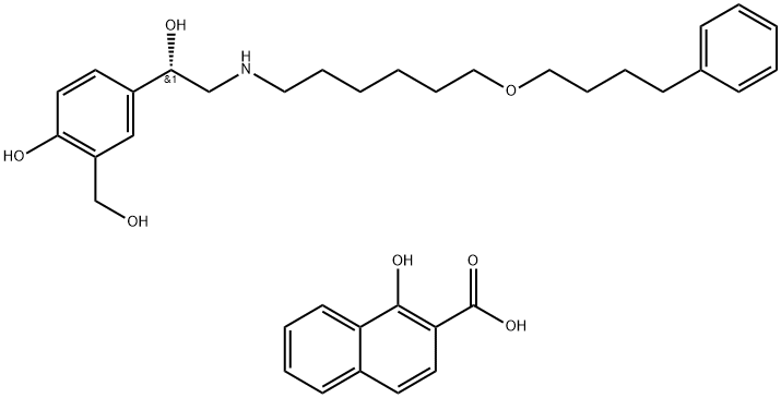 2-Naphthalenecarboxylic acid, 1-hydroxy-, compd. with (S)-4-hydroxy-a1-[[[6-(4-phenylbutoxy)hexyl]amino]methyl]-1,3-benzenedimethanol (1:1) Structure