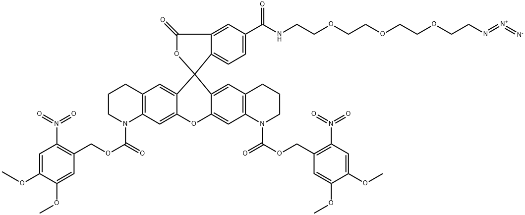 ortho-Nitroveratryloxycarbonyl-Q-rhodamine-5-PEG3-azide Struktur