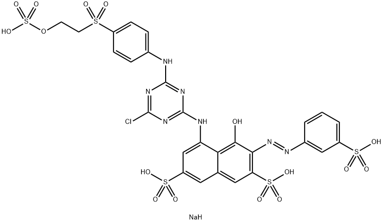 2,7-Naphthalenedisulfonic acid, 5-4-chloro-6-4-2-(sulfooxy)ethylsulfonylphenylamino-1,3,5-triazin-2-ylamino-4-hydroxy-3-(3-sulfophenyl)azo-, tetrasodium salt 化学構造式