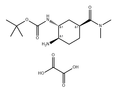 Carbamic acid, N-[(1R,2R,5S)-2-amino-5-[(dimethylamino)carbonyl]cyclohexyl]-, 1,1-dimethylethyl ester, ethanedioate, hydrate (1:1:1) 结构式