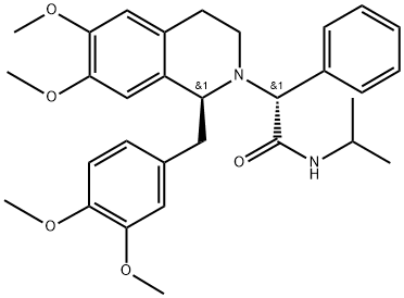 (2R)-2-[(1S)-1-[(3,4-DIMETHOXYPHENYL)METHYL]-6,7-DIMETHOXY-3,4-DIHYDRO-1H-ISOQUINOLIN-2-YL]-2-PHENYL-N-PROPAN-2-YLACETAMIDE, 1354039-86-3, 结构式