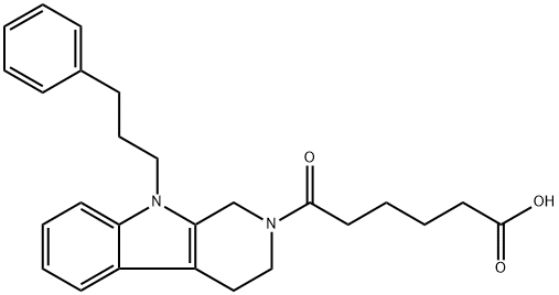 6-Oxo-6-[9-(3-phenyl-propyl)-1,3,4,9-tetrahydro-b-carbolin-2-yl]-hexanoic acid, 1354800-48-8, 结构式