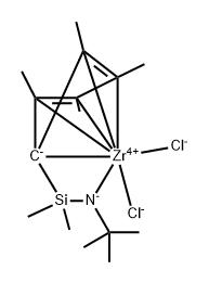 二甲基甲硅烷(叔丁基氨基)四甲基环戊二烯基二氯化锆 结构式