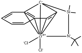 (η(5):η(1)-C9H6SiMe2N(t)Bu)ZrCl2 Struktur