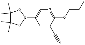 2-Propoxy-5-(4,4,5,5-tetramethyl-1,3,2-dioxaborolan-2-yl)-3-pyridinecarbonitrile,1356067-78-1,结构式
