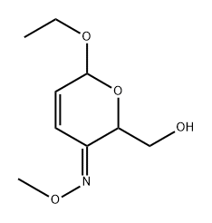 2H-Pyran-3(6H)-one,6-ethoxy-2-(hydroxymethyl)-,O-methyloxime,[2S-(2alpha,3Z,6bta)]-(9CI) 结构式
