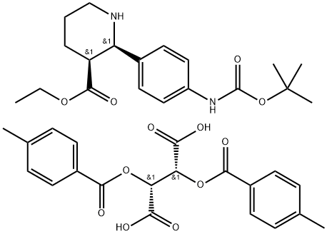 Butanedioic acid, 2,3-bis[(4-methylbenzoyl)oxy]-, (2R,3R)-, compd. with ethyl (2R,3S)-2-[4-[[(1,1-dimethylethoxy)carbonyl]amino]phenyl]-3-piperidinecarboxylate (1:1)|BUTANEDIOIC ACID, 2,3-BIS[(4-METHYLBENZOYL)OXY]-, (2R,3R)-, COMPD. WITH ETHYL (2R,3S)-2-[4-[[(1,1-DIMETHYLETHOXY)CARBONYL]AMINO]PHENYL]-3-PIPERIDINECARBOXYLATE