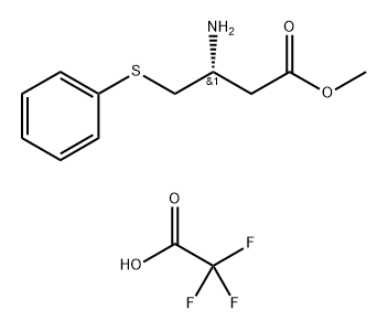 Butanoic acid, 3-amino-4-(phenylthio)-, (3R)-, methyl ester, 2,2,2-trifluoroacetate (1:1),1357575-04-2,结构式