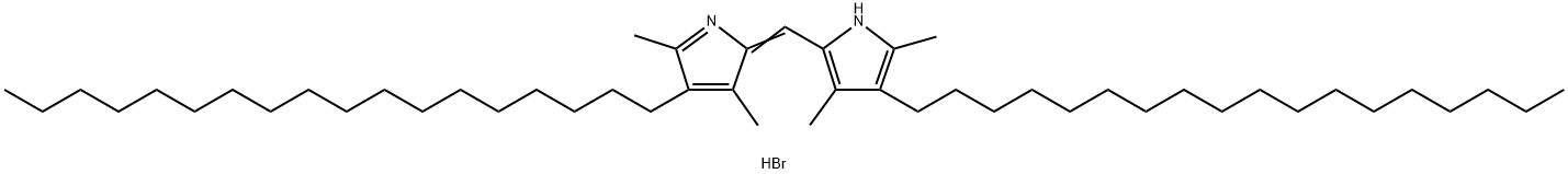 1H-Pyrrole, 2-[(3,5-dimethyl-4-octadecyl-2H-pyrrol-2-ylidene)methyl]-3,5-dimethyl-4-octadecyl-, hydrobromide (1:1) Struktur