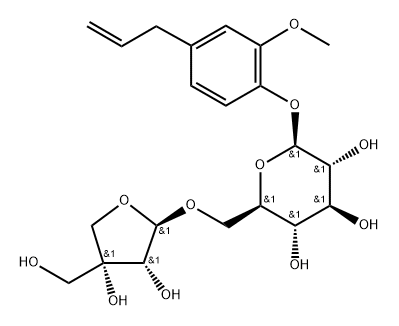 Eugenyl O-β-apiofuranosyl-(1''→6')-O-β-glucopyranoside Structure