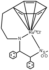 Chloro{(1R,2R)-1,2-diphenyl-1-[(3-(η6-phenyl)propyl)amino]-2-(methylsulfonylamido)}ruthenium(II) RuCl[(R,R)teth-MsDpen] Struktur