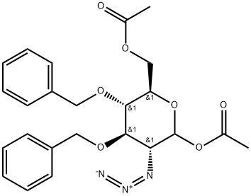 D-Glucopyranose, 2-azido-2-deoxy-3,4-bis-O-(phenylMethyl)-, 1,6-diacetate Struktur