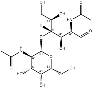 2-乙酰氨基-2-脱氧-4-O-(2-乙酰氨基-2-脱氧-3-B-D-D-吡喃半乳糖基)-D-吡喃葡萄糖 结构式