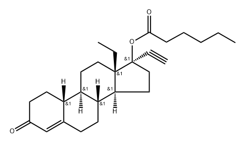 18,19-Dinorpregn-4-en-20-yn-3-one, 13-ethyl-17-[(1-oxohexyl)oxy]-, (17α)- (9CI)|化合物 T32713