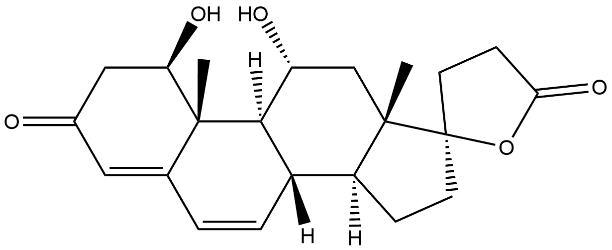 Pregna-4,6-diene-21-carboxylic acid, 1,11,17-trihydroxy-3-oxo-, γ-lactone, (1β,11α,17α)- 化学構造式