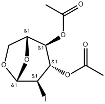 1,6-脱水-2-脱氧-2-碘-BETA-D-吡喃葡萄糖二乙酸酯,136573-62-1,结构式