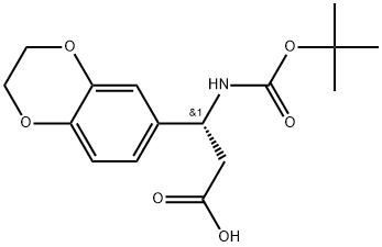 (R)-3-((tert-butoxycarbonyl)amino)-3-(2,3-dihydrobenzo[b][1,4]dioxin-6-yl)propanoicacid,1366511-15-0,结构式