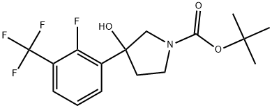 1,1-Dimethylethyl 3-[2-fluoro-3-(trifluoromethyl)phenyl]-3-hydroxy-1-pyrrolid...,1366909-84-3,结构式