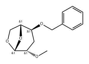 .beta.-D-arabino-Hexopyranose, 1,6-anhydro-3-deoxy-2-O-methyl-4-O-(phenylmethyl)- Struktur